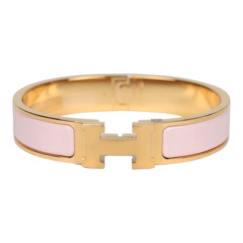 HERMES Enamel Mini Clic Kelly Bracelet PM Rose Candeur .